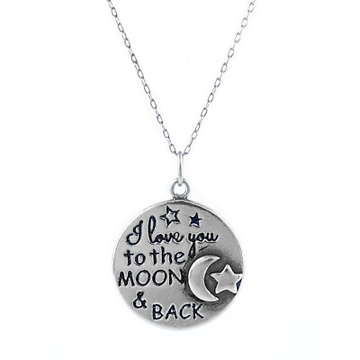 #ad Italian 925 Sterling Silver quot;I Love You To The Moon amp; Backquot; Pendant Necklace 18quot; $13.99