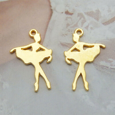 #ad 40pcs Gold 22x14mm Alloy Ballet Dancing Girl Pendant Charms Jewelry DIY Findings $3.79