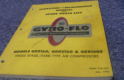 #ad #ad Ingersoll Rand GRRU160 Air Compressor Parts Catalog Operator Maintenance Manual $251.30