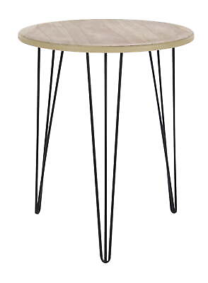 #ad 18quot; x 22quot; Brown Wood Accent Table with Black Metal Hairpin Legs 1 Piece $31.38