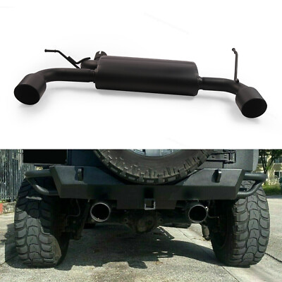 #ad For 07 17 Jeep Wrangler JK 2 4DR Matte Black Dual CatBack Exhaust Muffler System $132.89