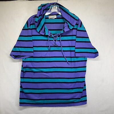 #ad Currants by Jeri Jo Vintage Striped Hoodie T Shirt Adult Size Medium $18.99