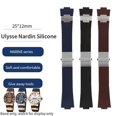 #ad Waterproof Silicone Rubber Watch Band Fit For Ulysse Nardin Marine Diver Strap $86.99