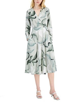 #ad MSRP $130 Alfani Floral Printed V Neck Dress Green Size 2XL $32.39