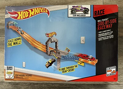#ad RARE HTF 2013 Hot Wheels Wall Tracks Side By Side Raceway Trackset BRAND NEW $29.95