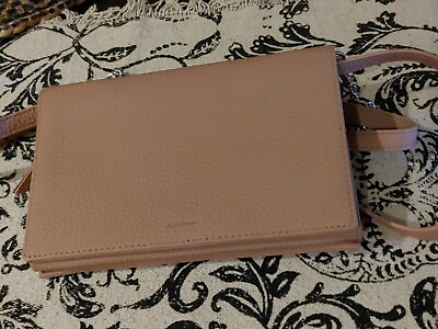#ad ALLSAINTS Fetch Pink Terracotta Pebbled Leather Crossbody Wallet On Chain Purse $109.00