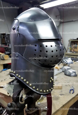 #ad 18GA Medieval Great Bascinet Visor Knight Tournament Helmet gift item $241.20