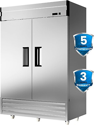 #ad Commercial Reach In Stainless Steel Refrigerator 2 Solid Door 49Cu.ft Restaurant $2374.05