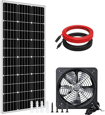 #ad 3000CFM Solar Attic Ventilator Roof Vent Fan 100W 12V Solar Panel Kit $169.99
