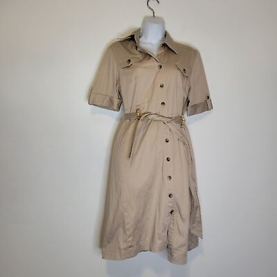 #ad Tahari asl size 8 khaki colored short sleeves trench dress $32.00