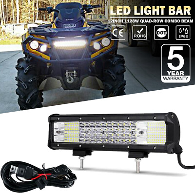 #ad 12quot; QUAD ROW 1128W LED Light Bar Combo Offroad for Polaris Sportsman ATV UTV $45.99