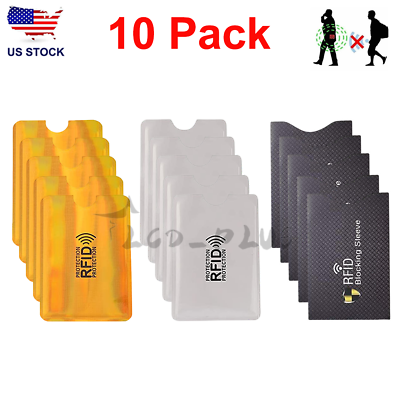 #ad 10x RFID Blocking Sleeves Credit Card Protector Holders Theft Protection Secure $4.46
