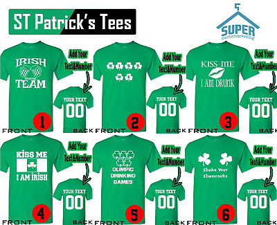 #ad Customize St Patrick#x27;s Day Tees Irish Drinking Party Clover St Patty Shamrock 1 $18.69
