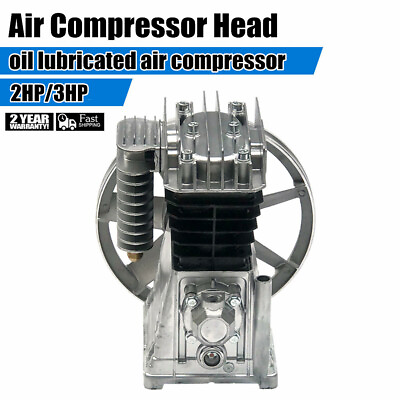 #ad PAC Piston Air Compressor Pump Motor Head Twin Cylinder Oil Lubricated Silencer $128.00