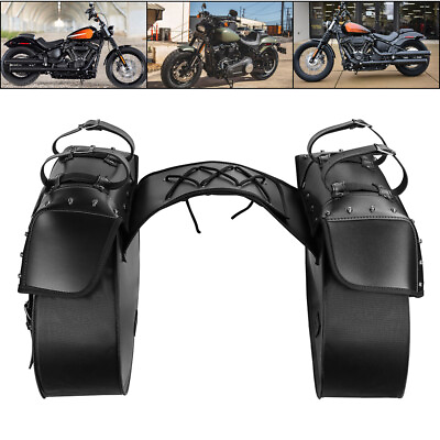 #ad Black Fashion Anti Water Motorcycle Saddlebags Universal Saddle Bag 60L $75.21