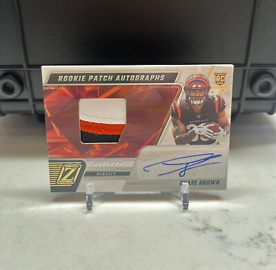 #ad 2023 Zenith Chase Brown 3 Color Jersey Patch 299 Auto RPA Rookie BENGALS #205 $16.00