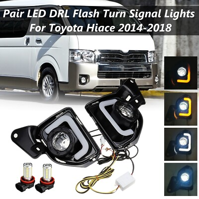 #ad DRL Daytime Running Driving Fog Light w Turn Signal For Toyota Hiace 2014 2018 $61.74