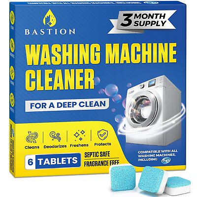 #ad Bastion Washing Machine Cleaner Deodorizer amp; Descaler 6 Pack 3 Month Supply $6.95