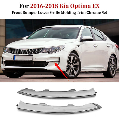 #ad Fits Kia Optima EX 2016 2018 Front Bumper Lower Grille Molding Trim Chrome Set $16.50