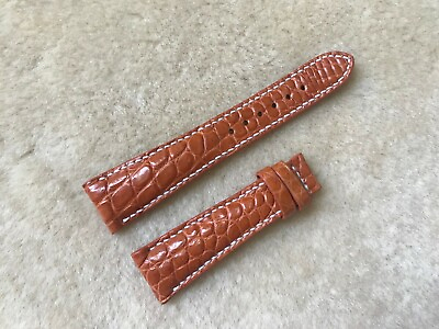#ad 22mm 16mm Genuine Real Alligator Crocodile Leather Watch Strap Band Cognac $49.00