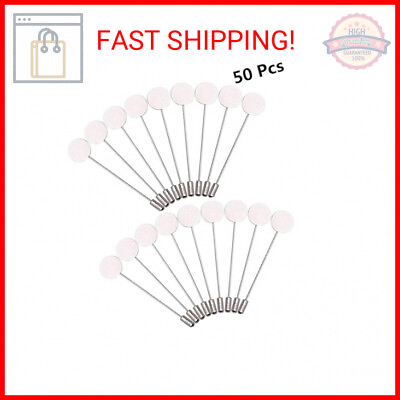 #ad 50 Pcs Silver Tone Round Tray Lapel Pin Stainless Steel Safety Pins Brooches for $12.69