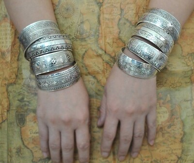 #ad Women Cuff Bracelet Adjustable Carved Tibetan Silver Plated Vintage Jewelry Gift $14.99