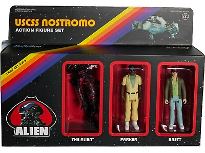 #ad Reaction Figures Alien USCSS Nostromo Set 2 of 3 Alien Parker Brett Super7 $35.99