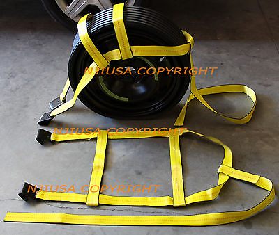 #ad Car Tire Basket Straps Adjustable Wheel Net Set Flat Hook Fit DEMCO Tow Dolly $25.78