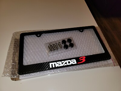 #ad New Mazda 3 Black 100% Carbon Fiber License Plate Frame $45.00