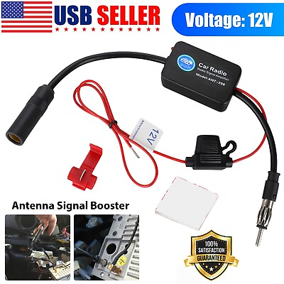 #ad Car Stereo FM amp; AM Radio Signal Antenna Signal Amplifier Auto Aerial Amp Booster $6.99