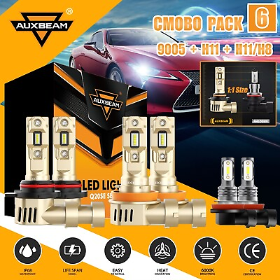 #ad AUXBEAM 9005 H11 H11 LED Headlights 1:1 OEM Size Bulbs Super Bright 60W 16000LM $89.99