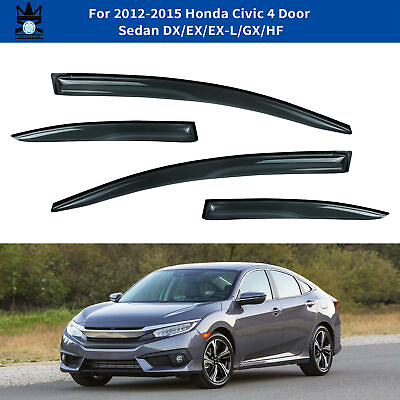 #ad Window Visor Deflector Rain Guard 4pcs for 2012 2015 Honda Civic 4 Door Sedan $35.99