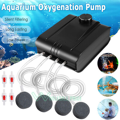 317 GPH Commercial Silent Air Pump Aquarium Fish Pond Tank Hydroponic 4 Outlets $43.09