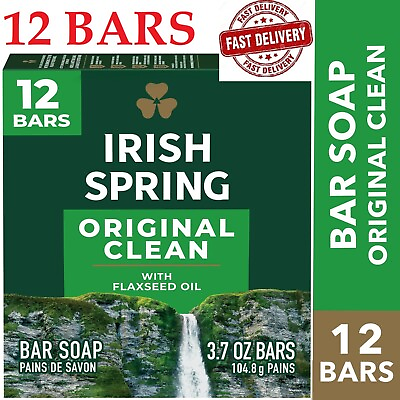 #ad Irish Spring Bar Soap for Men Original Clean Mens Bar Soap 12 Pack 3.7 Oz $11.99