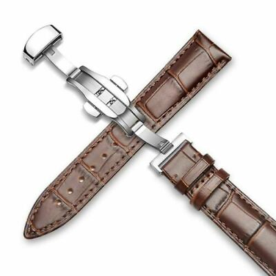 #ad 22 MM Brown Genuine Leather Alligator Crocodile Watch Band Strap Replacement $14.99