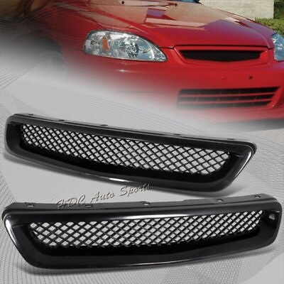 #ad For 1996 1998 Honda Civic JDM Type R Black Mesh ABS Front Hood Grille Grill $16.99