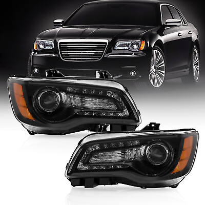 #ad For 2011 2023 Chrysler 300 Black LED DRL Projector Headlights Driver amp; Passenger $224.99