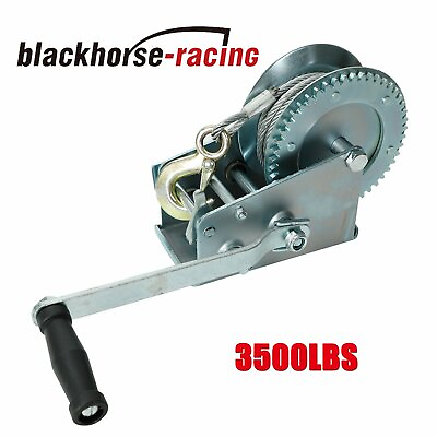 #ad 3500lbs Dual Gear Hand Winch Hand Crank Manual Boat ATV RV Trailer 33ft Cable $40.66