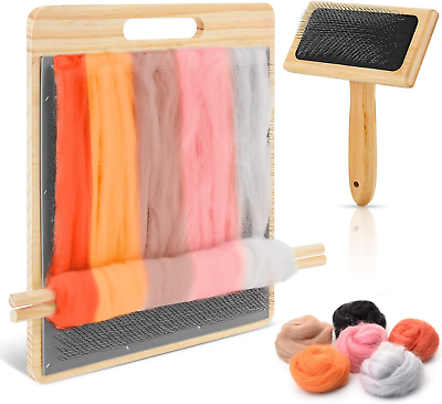 #ad 4 Pcs Wool Blending Board Carding Brush Set Wool Hand Carders Wood Brushes Wool $38.90