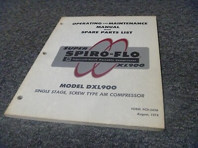 #ad Ingersoll Rand DXL900 Air Compressor Parts Catalog Operator amp; Maintenance Manual $146.66