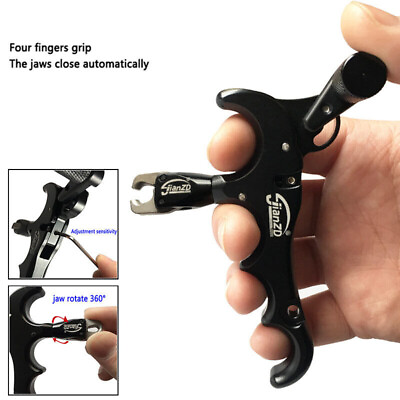 #ad Archery 4 Finger Compound Bow Release Adjustable Can Rotate 360° Thumb Release $23.99