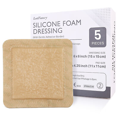 #ad 4x4 in 6x6 in Silicone Foam Dressing with Border Adhesive Waterproof Bandages $9.99