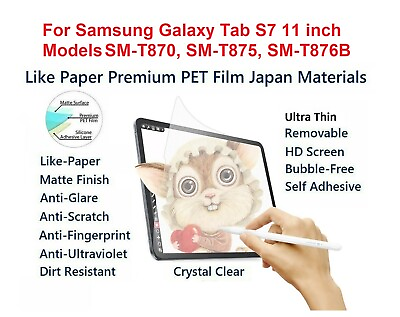 #ad Paper Feel Matte Film Anti Glare Screen Samsung Galaxy Tablet S7 11 in. $17.99