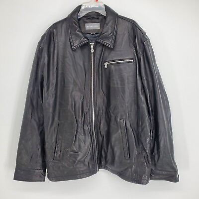 #ad Men#x27;s Michael Kors James Dean Leather Moto Jacket 3x Black $109.99