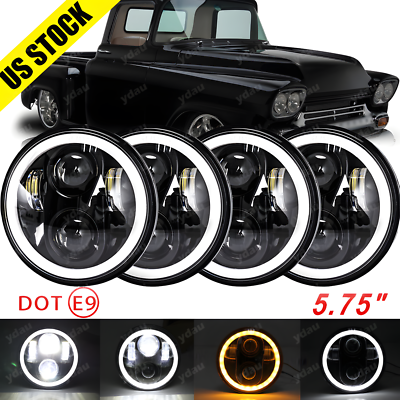 #ad DOT 4pcs 5.75quot; Round LED Headlights Halo DRL For Chevy 3100 Truck 1958 1959 $88.79