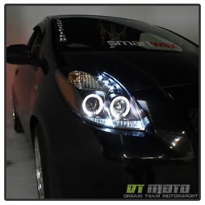 #ad For Black 06 08 Toyota Yaris Hatchback LED Halo Projector Headlights LeftRight $168.88