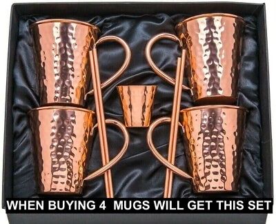 #ad One 100% Pure Copper Old Moscow Mug 12 Oz Copper Straw.Copper Cup Copper Mug $8.88