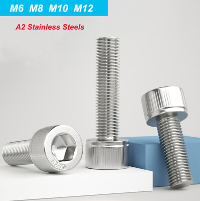 #ad Stainless Steels A2 Hex Socket Screws Fine Thread Cap Head Bolts M6 M8 M10 M12 $5.89