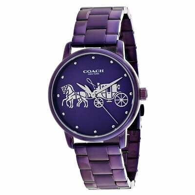 #ad COACH 14502923 PURPLE DIAL BAND GRAND COLLECTION 36 MM WOMENS BRACELET WATCH $99.99