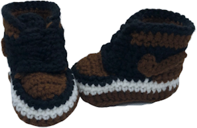 #ad Crochet Baby Sneakers J Basketball Air Handmade Boys Girls Newborn Knit Brown $42.99